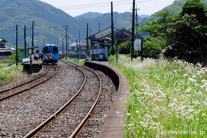 崎山駅、石炭輸送が盛んだった国鉄田川線時代を思わせる駅構内