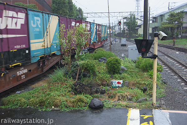 貨物列車が通過する岳南鉄道・岳南原田駅