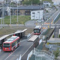 大船渡プラザホテルから眺めたBRT線大船渡駅