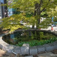 JR東海道本線・大磯駅、駅前ロータリーの中の池