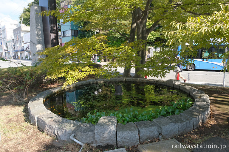 JR東海道本線・大磯駅、駅前ロータリーの中の池