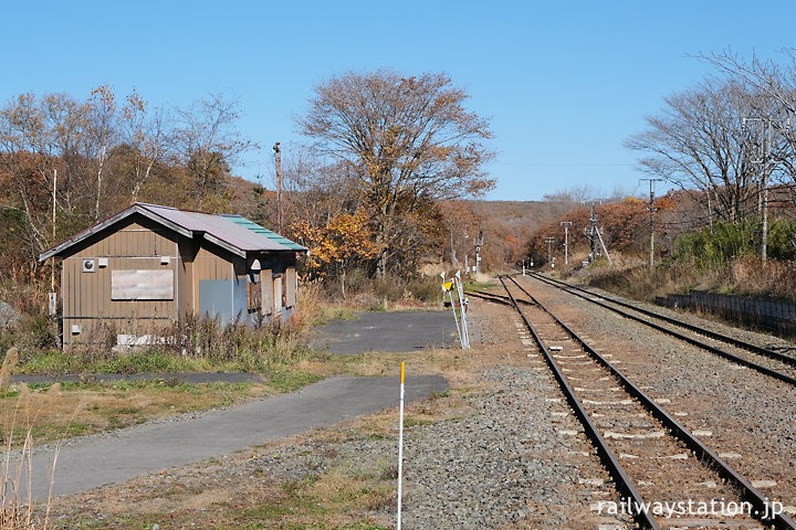 函館本線砂原支線・銚子口駅、ホーム北端の詰所跡