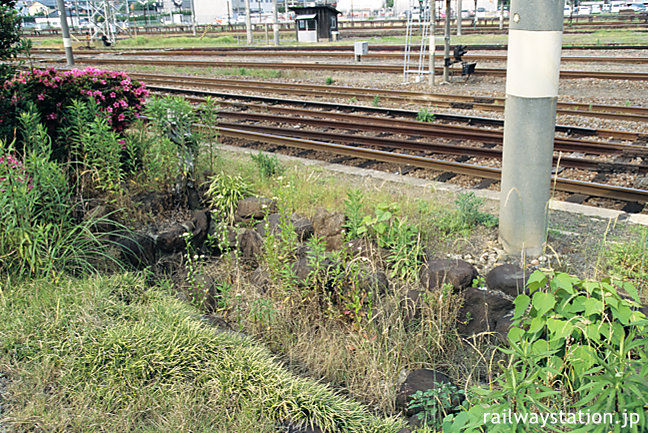 JR佐世保線・大村線・早岐駅、島式ホーム端にある枯池