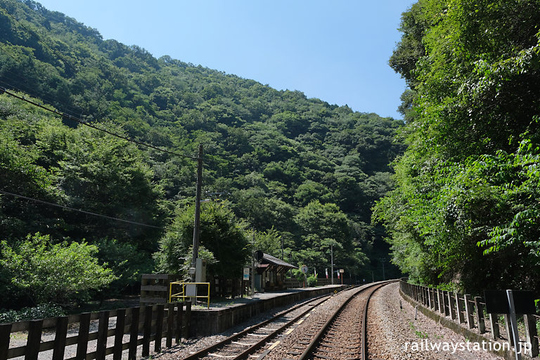 徳島県三好市の秘境駅、土讃線・坪尻駅の山深い風景