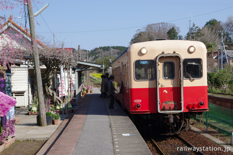 小湊鐡道・養老渓谷駅、古い駅舎とレトロな車両・キハ200形気動車