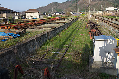 長野電鉄・屋代線・信濃川田駅、須坂方の側線ホーム跡