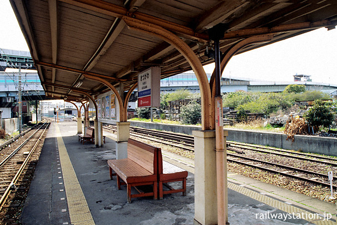 南海高野線(汐見橋線)・木津川駅、古びたプラットホーム